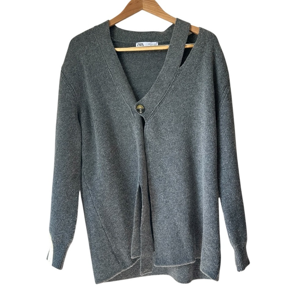 Zara Gray V-Neck Women's Sweater - Picture 2 of 5